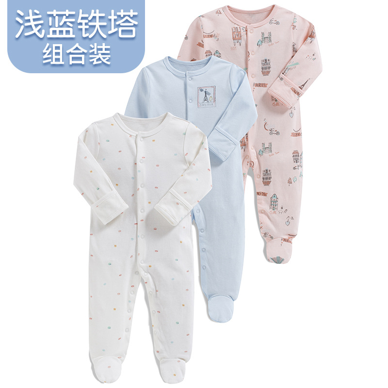 Picture of Baby's jumpsuit spring, summer, autumn and winter 0-12 months newborn's pure cotton Harbin clothes baby's base long crawling clothes