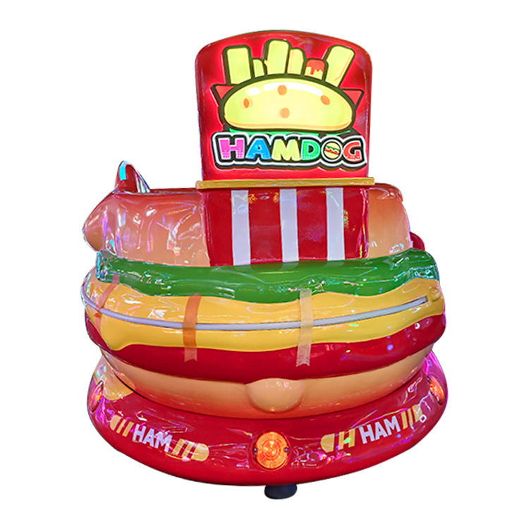 New hamburger-shaped children's rocking car, commercial coin-operated rocker, colorful lighting amusement equipment