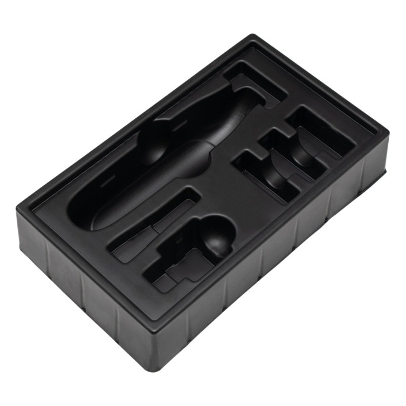 Dongguan manufacturers blister inner razor packaging gift blister box PS black matte blister packaging lining box