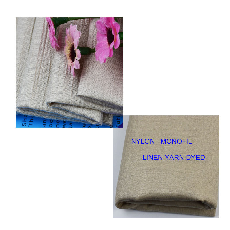 Hot sale linen fabric nylon monofilament linen yarn-dyed fabric plain 120GSM dress T-shirt fabric