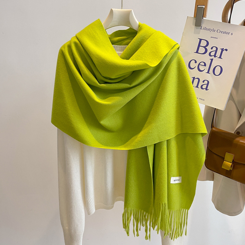Picture of Blue Imitation Cashmere Scarf for Women 2025 New Winter K-Style Thickeneded Light Blue Scarf Versatile Dual-Use Shawl