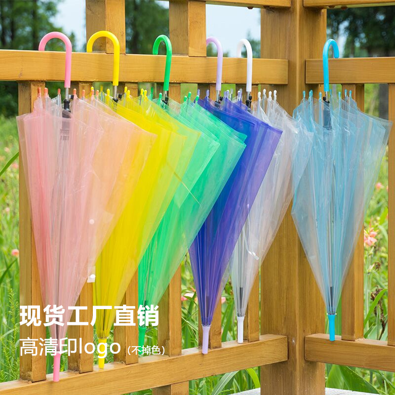 Hot Umbrella Japanese 8-bone Transparent Umbrella Curved Handle Drawing Straight Rod Umbrella Sketches Dance Props Advertising Transparent Umbrella