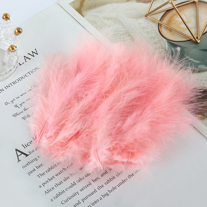Picture of Feather decoration color turkey feather pointed tail velvet dream catcher net material wave ball gift box filler shooting props