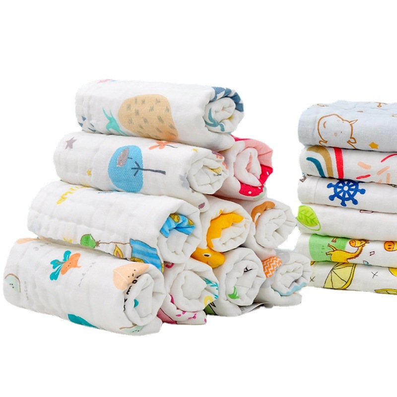 Picture of 6-Layer Seersucker Small Square Towel Kidsren's Towel Pure Cotton Type a Cotton High-Density Saliva Towel Kindergarten Small Towel Pure Cotton
