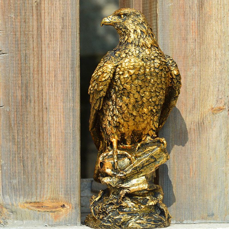Picture of Cross-border Supply Simulation Eagle Ornaments Imitation Copper Eagle Decorations Animal Model Household Resin Craft Gifts