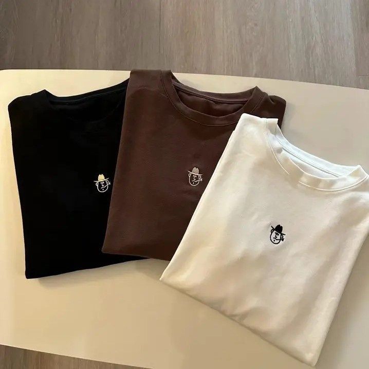Soft and Comfortable Loose Simple White Base Shirt Fleece Stacked T-Shirt Women's Autumn and Winter Inner Round Neck Long Sleeve Top