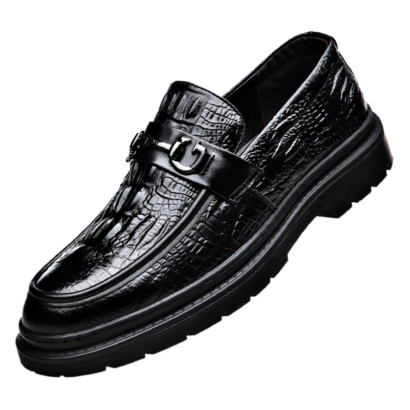 Casual leather shoes men's cowhide spring and autumn breathable formal wear Business Men's slip-on loafers business trendy peas shoes
