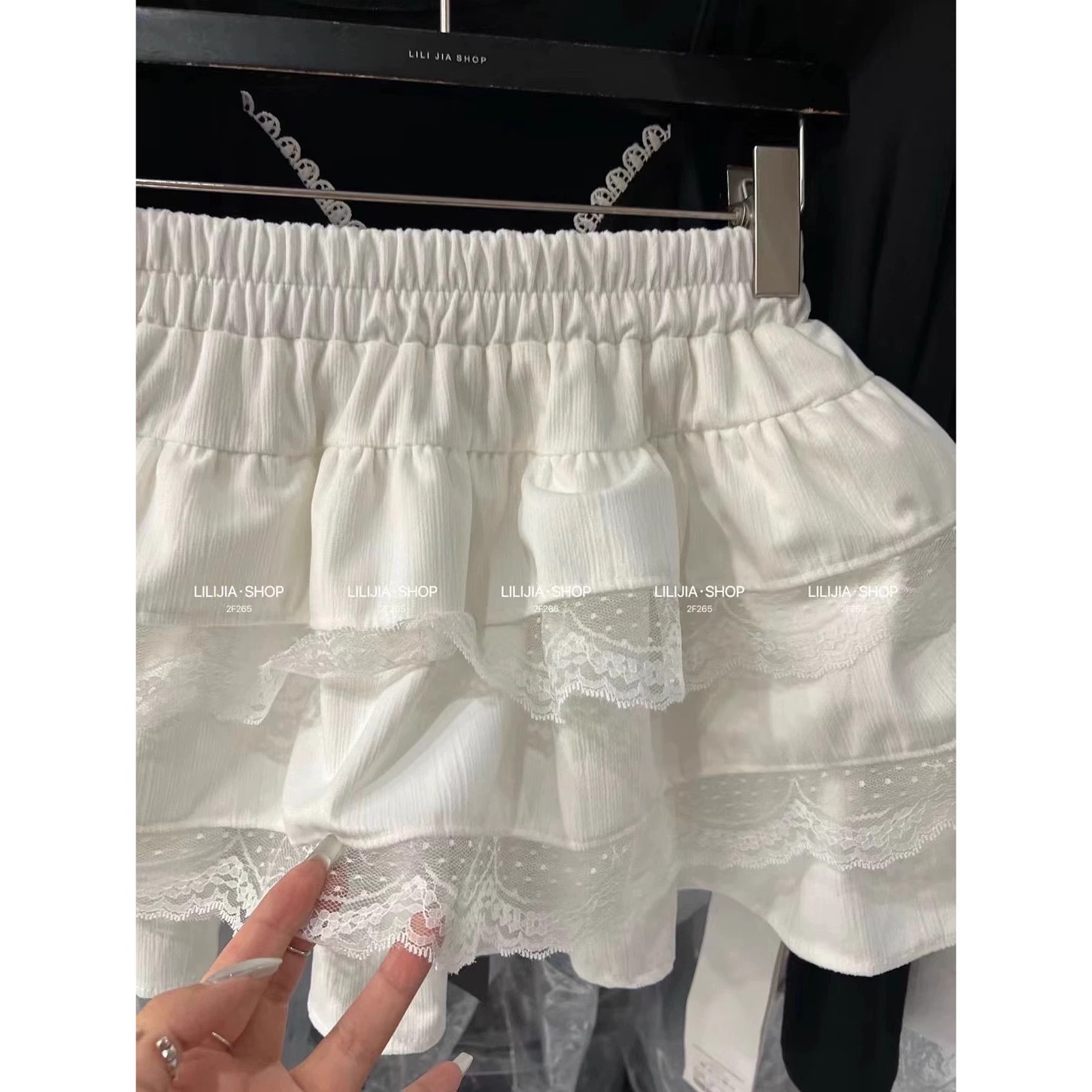 South Korea's Dongdaemun Spring New Lace Fluffy Cake Skirt Short Skirt Women's High Waist Ballet A-Line Skirt