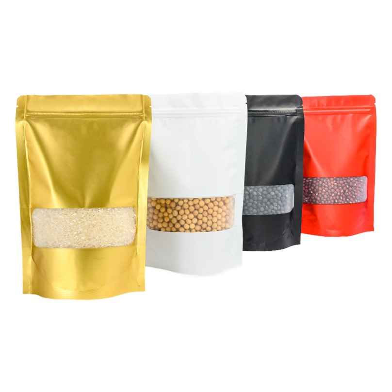 Thickened Color Self-standing Self-sealing Window Bag Bait Snack Packaging Bag Food Bag Frosted Tea Bag Self-sealing Bag