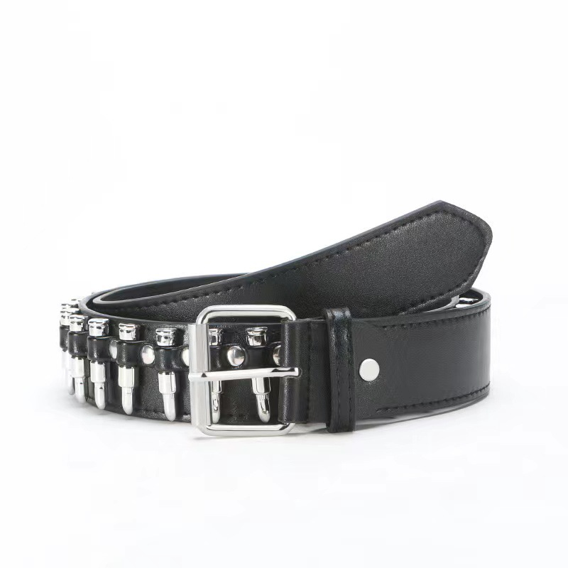 New belt punk European and American style rivet bullet embellished jeans belt millennial style belt all season trouser belts