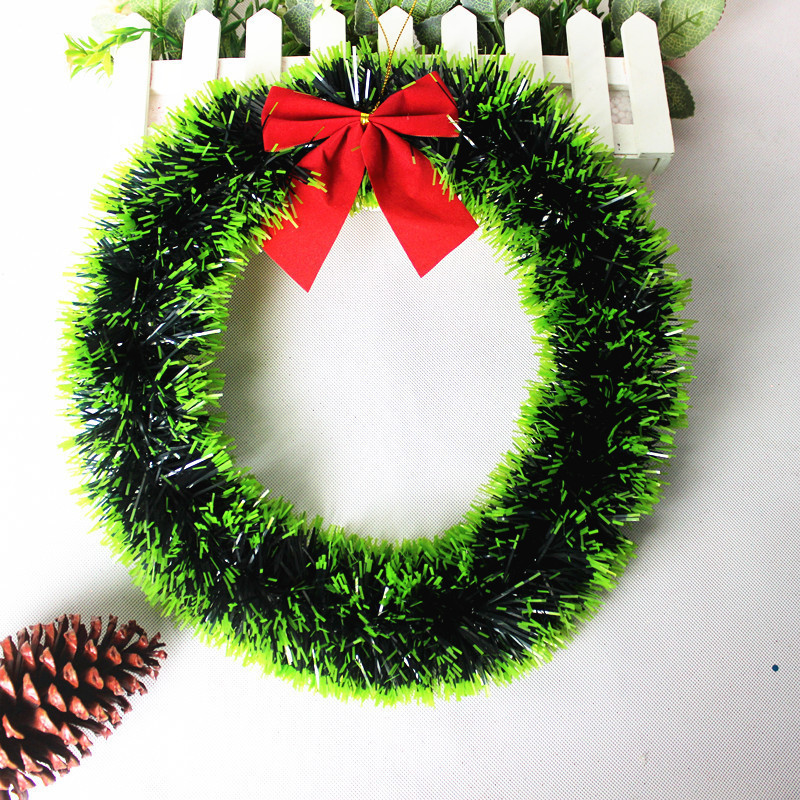 Picture of New Christmas Wreath Door Ring Top Strips Decorative Garland 30cm Green Edge White Edge Bow Encrypted Garland