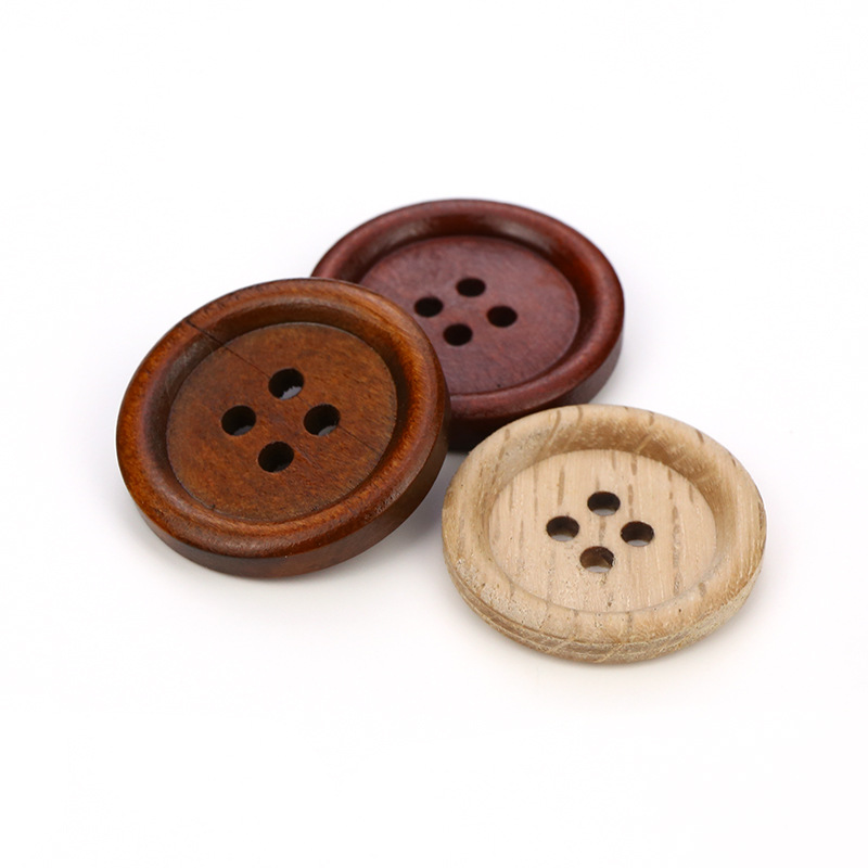 Picture of Cida manufacturers supply wood buttons 9mm -38mm four-eye fine edge buckle sweater round children's DIY accessories