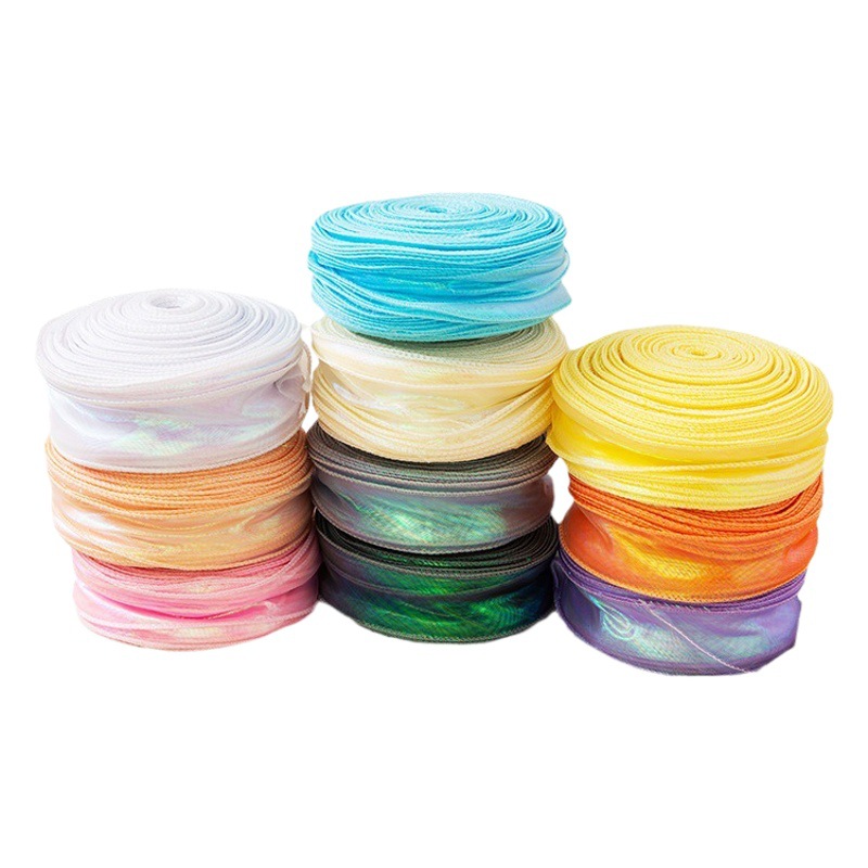 Magic color fishtail yarn ribbon wholesale factory colorful flowers packaging flower material gift box ribbon chiffon silk