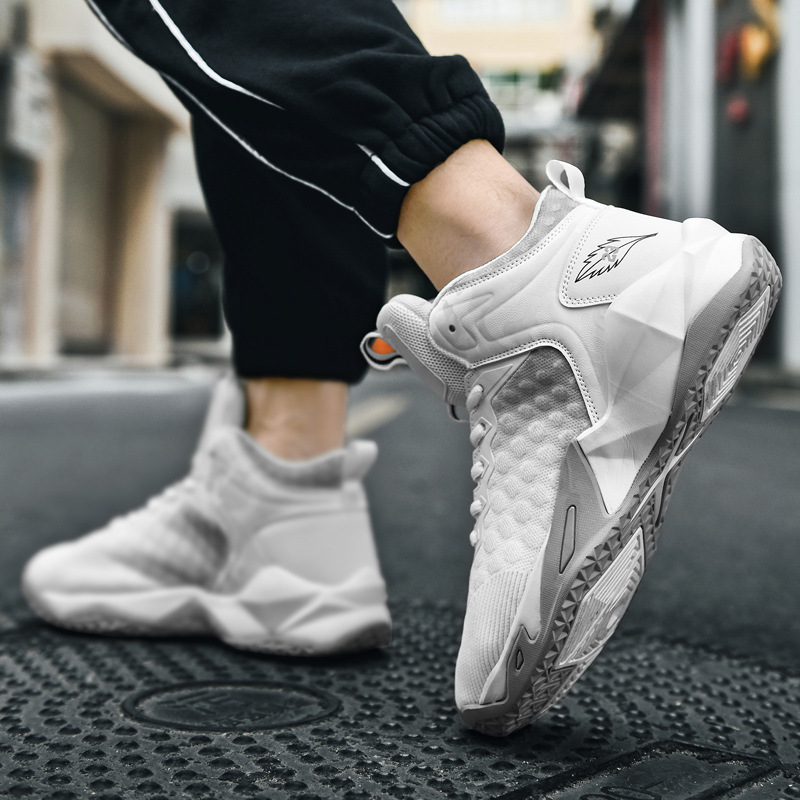 Cross-border plus size basketball shoes men's student sneaker youth running shoes Korean style high ankle shoes casual shoes
