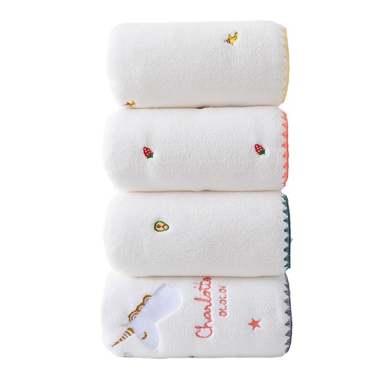Picture of Wholesale embroidery cartoon pattern coral fleece bath towel absorbent adult couple wrap towel thickened soft simple beach towel
