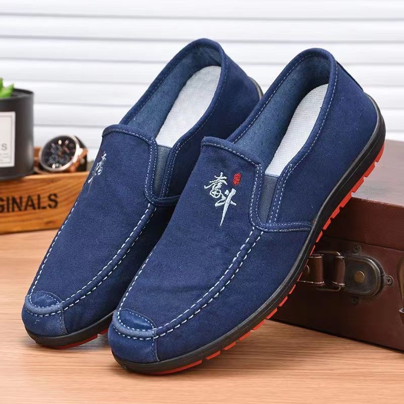 Old Beijing cloth shoes men's breathable casual shoes dad shoes spring and autumn soft bottom deodorant slip-on shoes canvas shoes