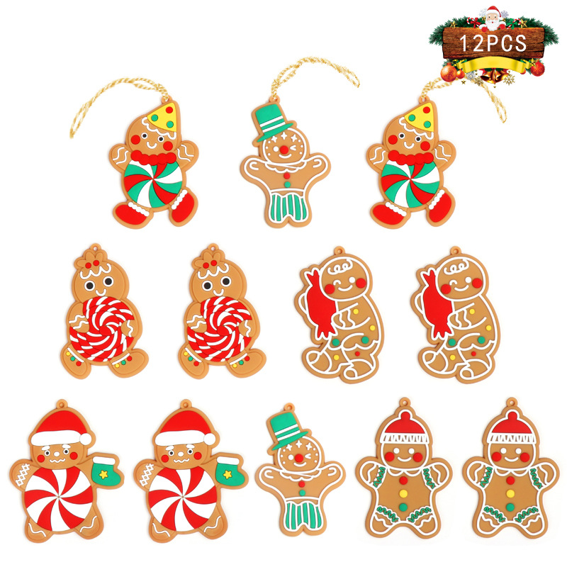 2023 New Christmas Pendant Gingerbread Man Ornament Christmas Decoration Gift DIY Bunting Latte Art Snow Scene Arrangement
