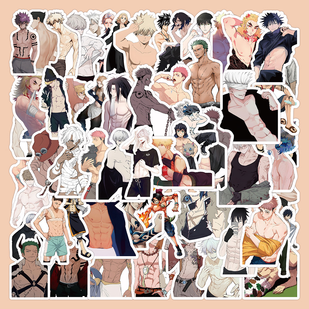 63 cartoon abdominal muscle handsome boy stickers high color value high definition muscle day diffuse male leading role Cup mobile phone case stickers