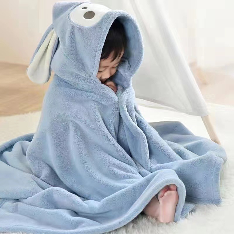 Children's Bath Towel Hooded Cloak Shower Hair-free Baby Soft Warm Bath Towel Spring Autumn Winter