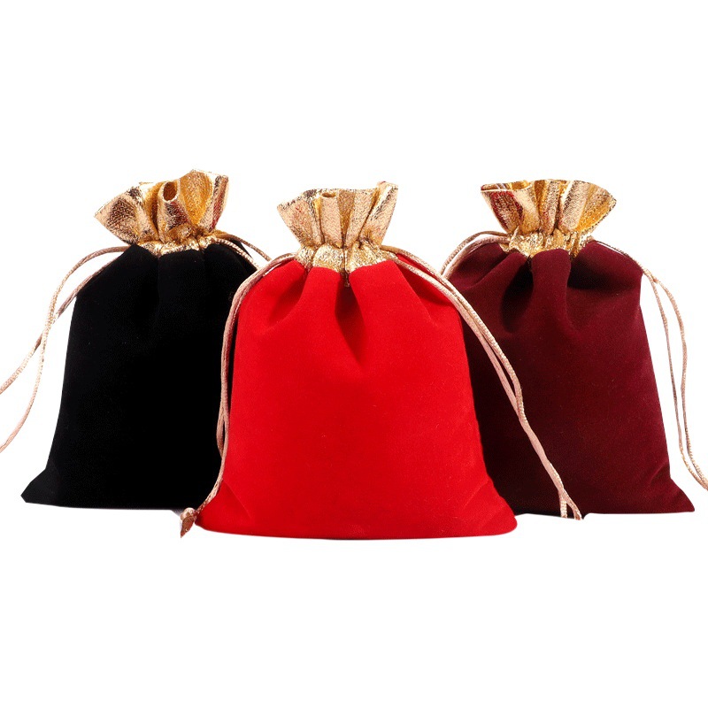 Flannel Bag New Year's Happy Bag Spring Festival Gift Bag Gold Flannel Bag Jewelry Storage Flannel Bag Customization