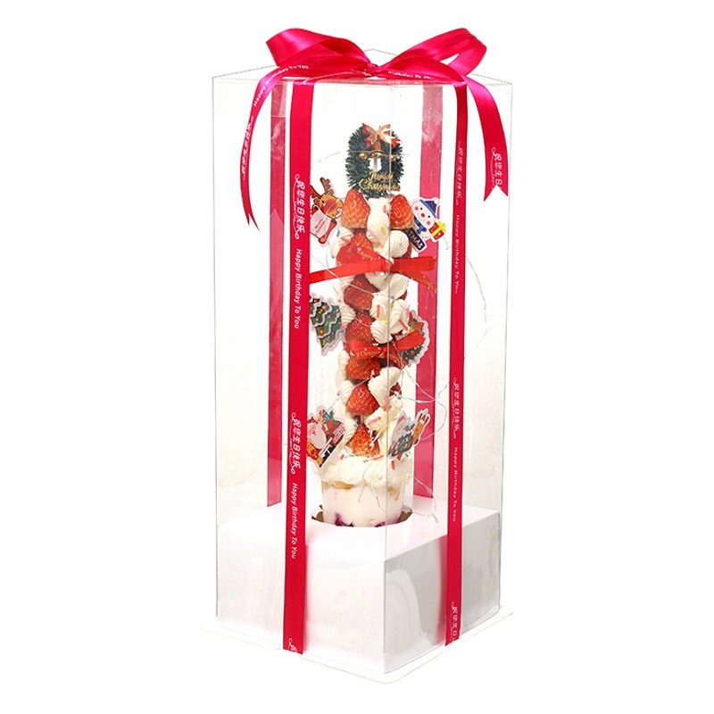 Wholesale net red full transparent birthday cake square portable four inch west point 38 baking square packaging box