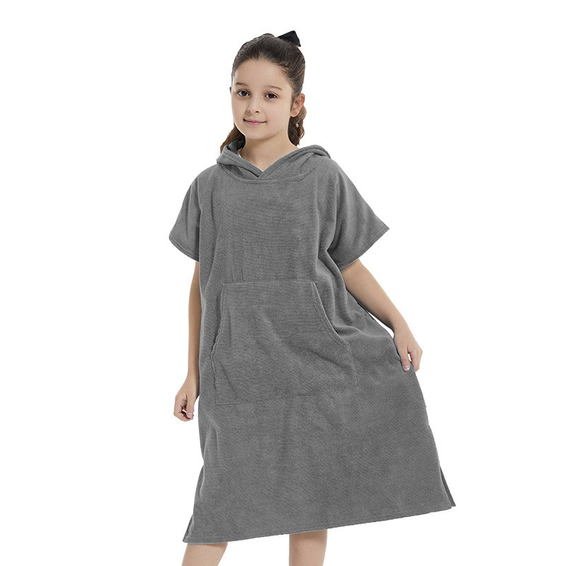 Picture of Children's Microfiber Hooded Bath Towel Poncho Beach Bathrobe Surf Changing Clothes Windproof Absorbent Swimming Cape Bathrobe