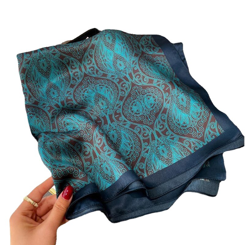 [Wholesale] Blue Lotus Hangzhou Silk Mulberry Silk Scarf Women's Korean Spring Autumn Winter Square Silk Scarf