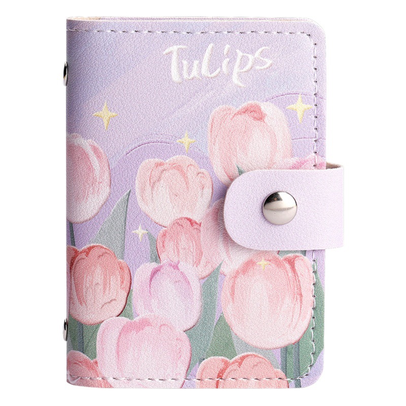 Picture of Vintage Oil Painting Card Bag Large Capacity Women's Multi-Card Driver's License Card Jacket Card Bag Small Cartoon Coin Purse