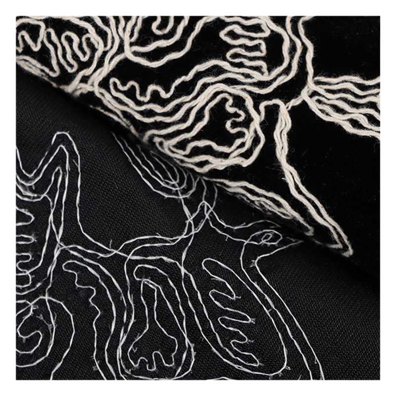 Square Velvet thread embroidery fabric relief plate flower embroidery new Chinese style suit top dress fabric