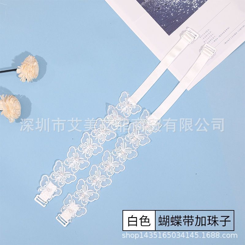 Picture of High-value pearl lace shoulder strap underwear strap off-line collar shoulder adjustable exposed transparent beautiful back bra strap