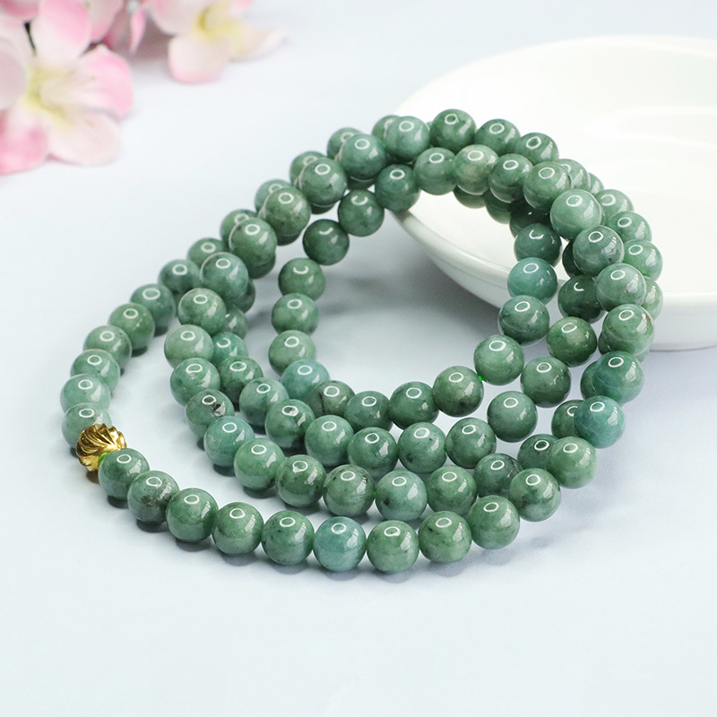 Xinyu natural jade necklace full green bead sweater chain jade bead chain factory wholesale FC3020808