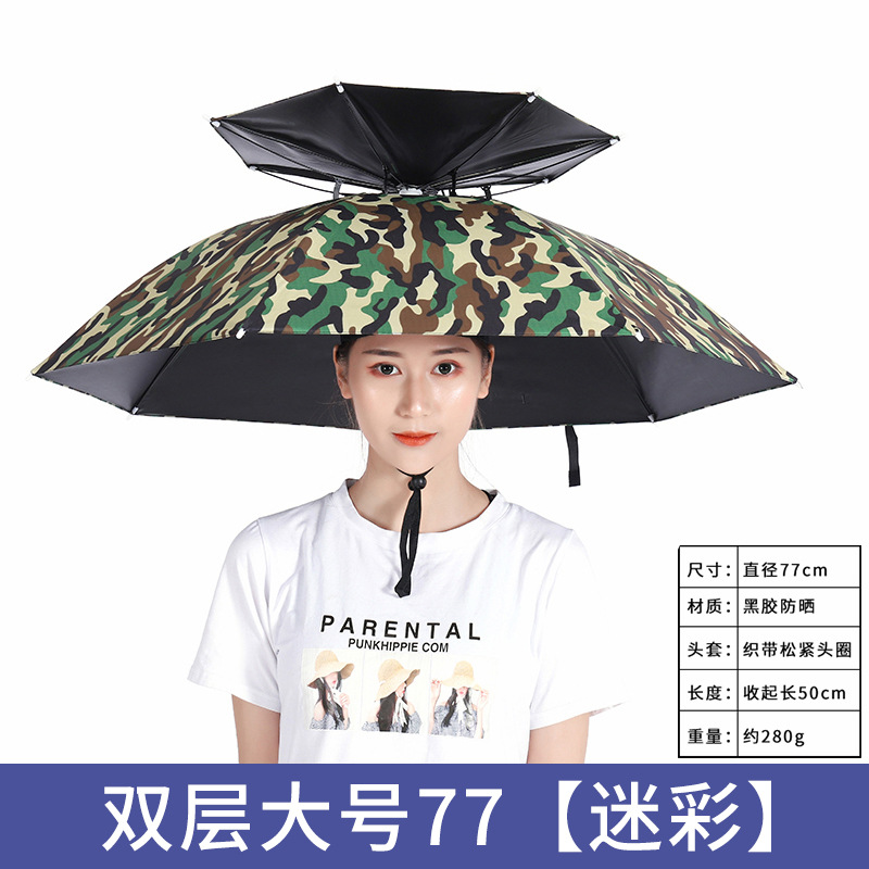 Picture of Large wholesale double-layer wind-resistant sturdy umbrella cap large folding dual-use sturdy sunshade umbrella custom advertising