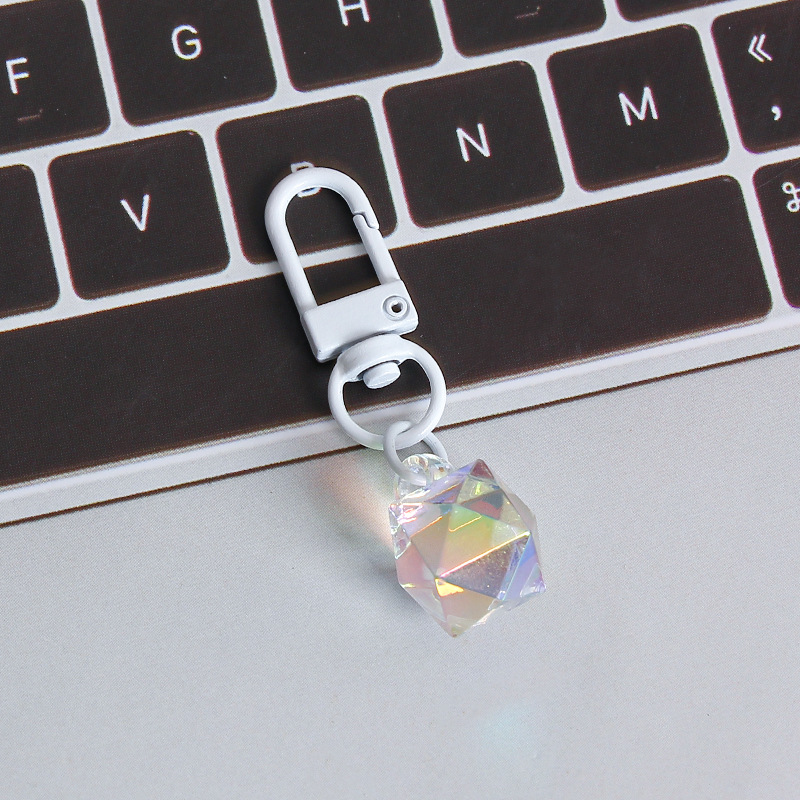 Picture of ins style AB color love beads keychain pendant diamond-shaped cut hanging hole door buckle girl's heart bag bag hanging jewelry