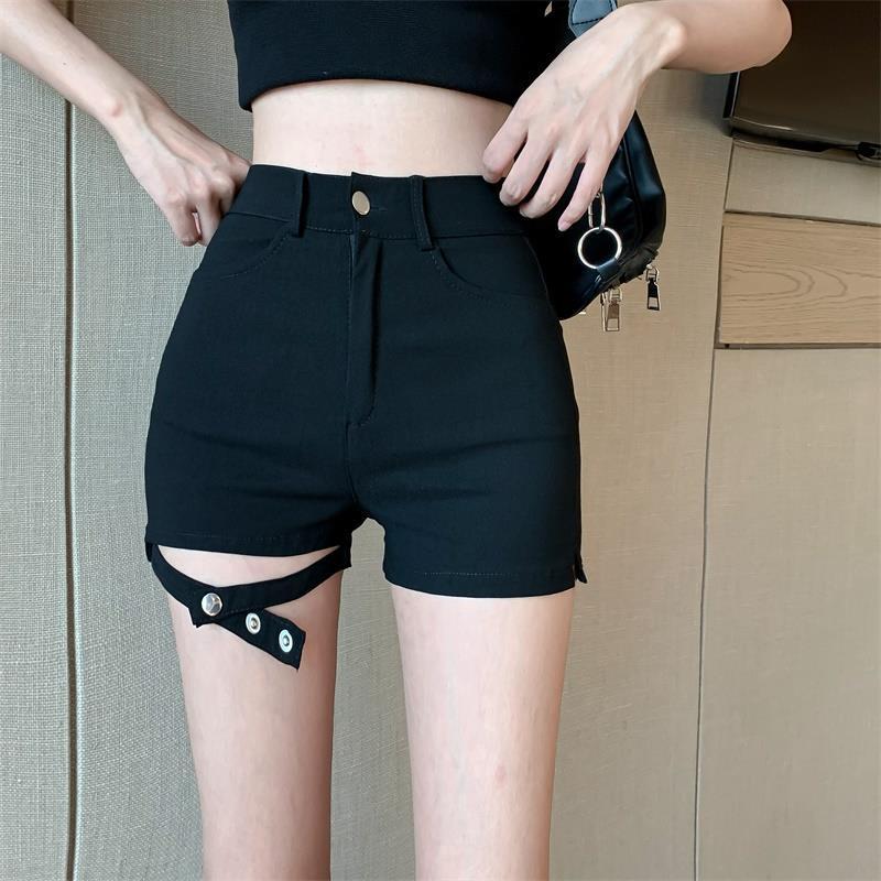Summer New High Waist Tight plus size Stretch Internet Popular Shorts Women's Hollow Leggings Slim-fit Sexy Hot Pants All-match Trendy