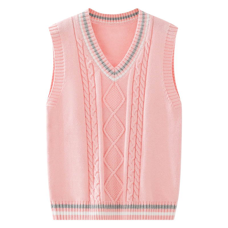 Picture of 2023 Spring and Autumn Children's Sweater Cotton Vest British Academy Style School Uniform Student Boys and Girls Knitted Vest Class Clothes