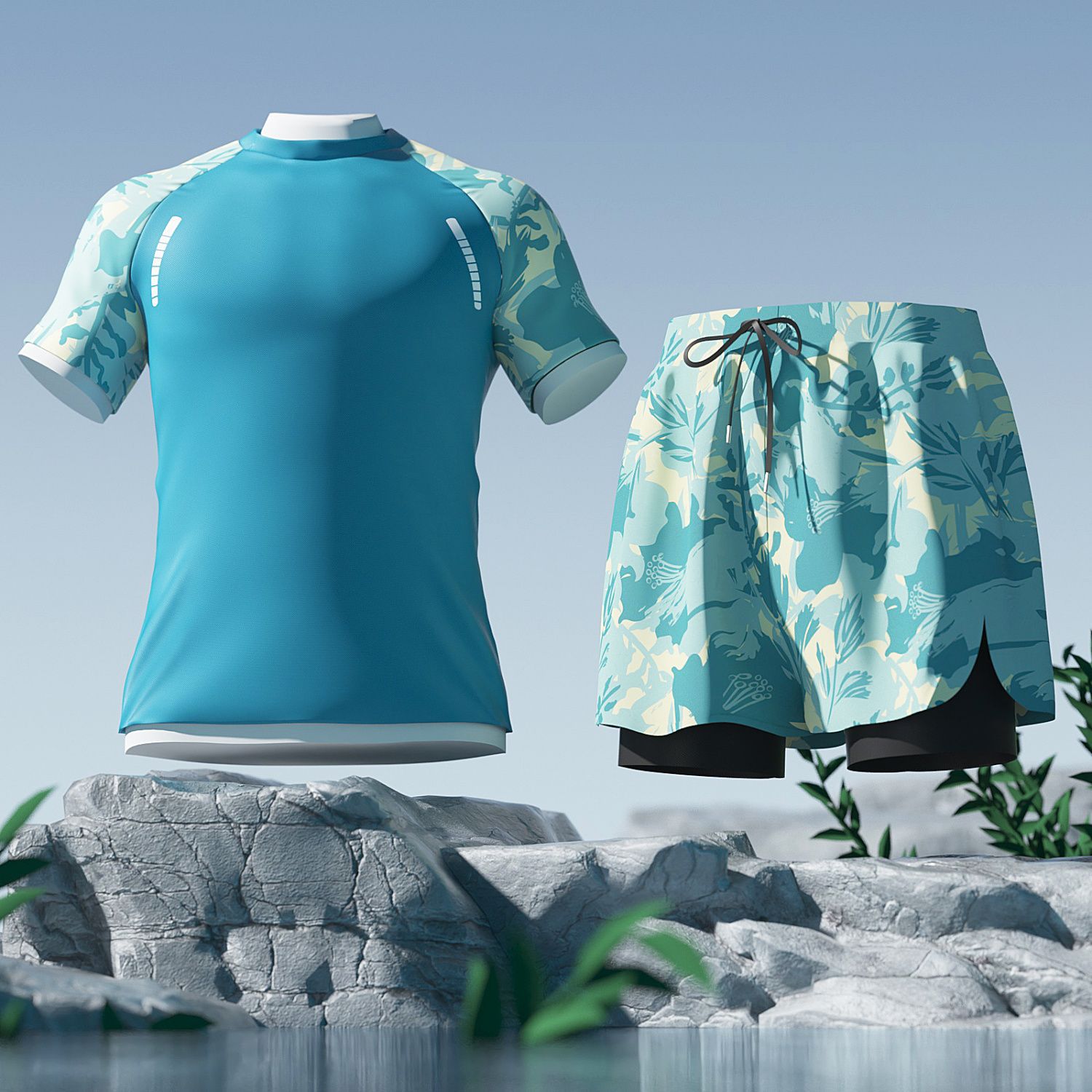 Picture of Men's Swimsuit 2025 New Style Comfortable, Breathable and Fashionable Printed Double-Layer Anti-Embarrassment Slim Quick-Drying Hot Spring Swimsuit