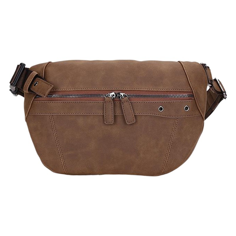 Picture of 2025 New Men's Small Chest Bag Korean Style Casual Crossbody Shoulder Trendy Bag Men's Cycling Backpack Crazy Horse Leather Small Shoulder Bag