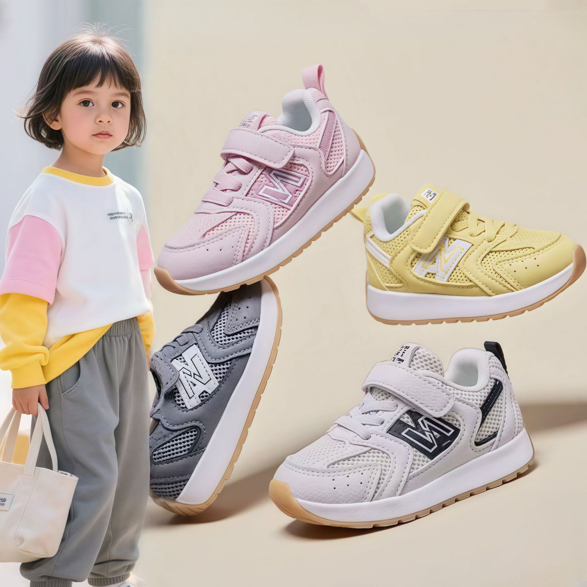 Children's Forrest Gump Shoes 2025 Autumn New Boys' Velcro Sports Shoes Soft Sole Mesh Girls' Running Shoes Easiest for Match