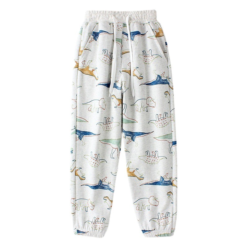 Spring and Autumn Children's Pants Korean New Children's Pants Large Children's Full Printing Dinosaur Anti-mosquito Pants Boys' Pants Wholesale