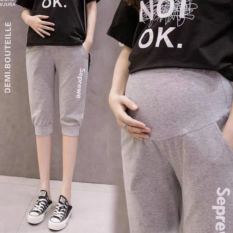 Picture of Maternity Casual Sports Pants Summer Thin Outerwear Cropped Pants New Spring Summer Leggings Fashion High-Waisted Cropped Pants