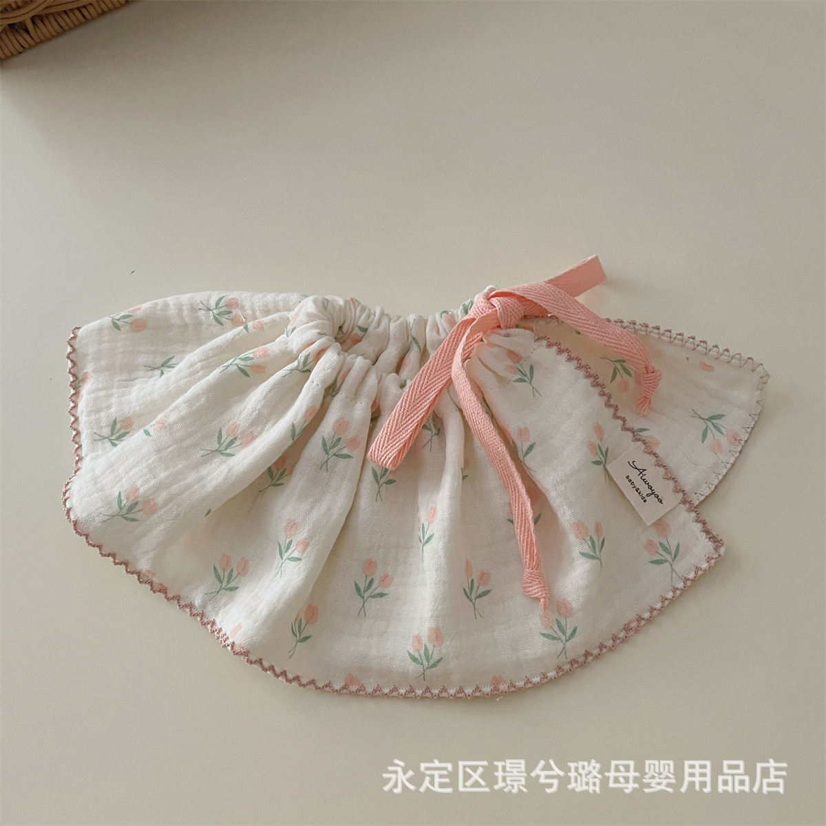 Picture of Baby 4-Layer Cotton Gauze Bib with Tie, 360-Degree Anti-Spit-Up Bib for Infants