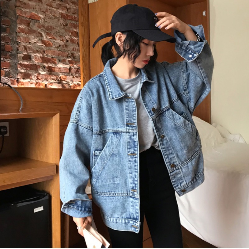 Picture of Vintage Denim Jacket New Women's Autumn and Winter All-match Elegant Small Loose Slim Jacket Long-sleeved Top Trendy