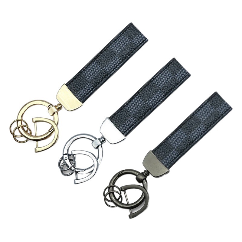 New fashion brand retro flower leather high-end car key chain waist hanging car men and women key chain pendant car supplies