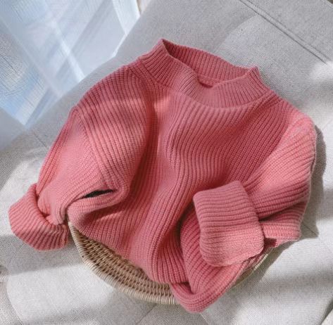Picture of Children's Pure Color Knitwear Bottoming Shirt with Autumn and Winter Thickeneded Warm Girls' Knitted Knitwear Candy Color New Top