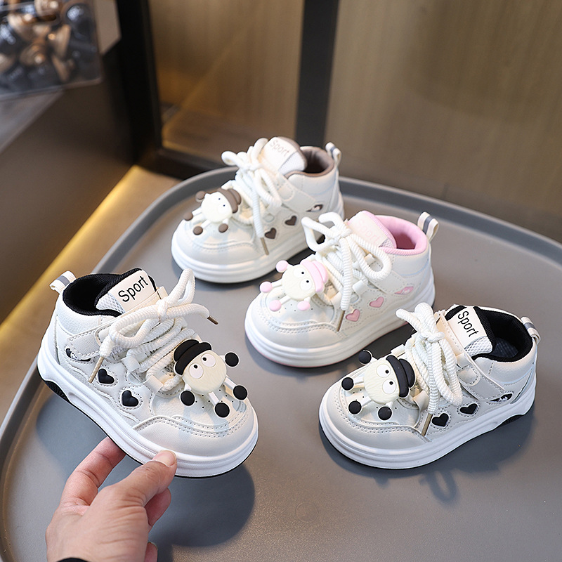 Children's Cartoon Sports Shoes 2025 Spring and Autumn Boys' High-Top Sneakers Solid Sole Girls' Casual Shoes Velcro Shoes