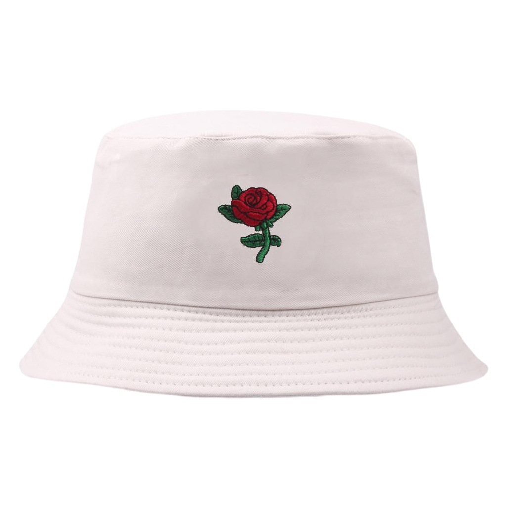 European and American New Rose Embroidered Fisherman Hat Women's Trendy Spring and Autumn Outdoor Sun Protection Sun Hat Amazon Hot Selling Basin Hat