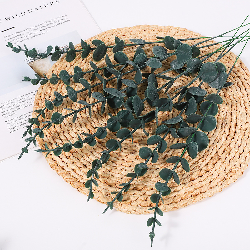 Picture of Cross-Border single eucalyptus leaf money leaf decoration wedding decoration simulation green plant artificial flower eucalyptus wholesale