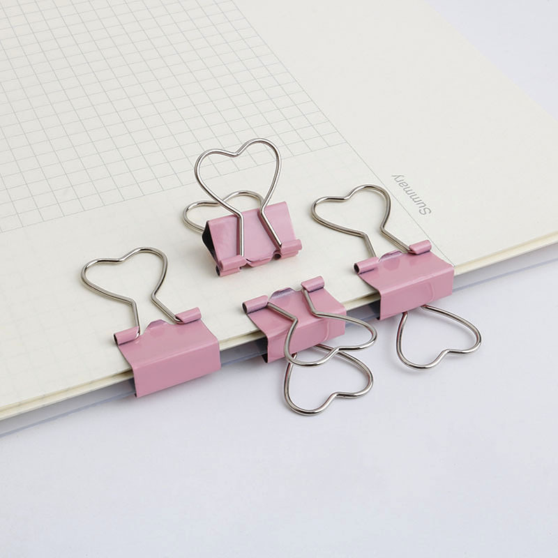 Picture of Zhengqi hardware production pink girl heart-shaped long tail clip office correction Bill file small clip sealing clip