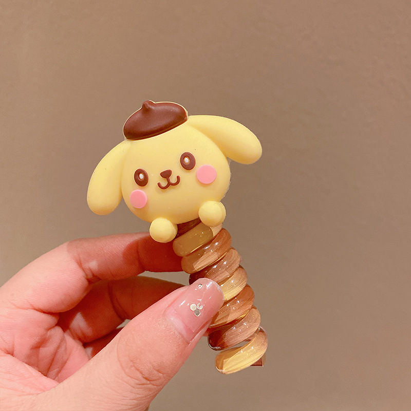 Picture of Children's coil telephone line hair band female high ponytail does not hurt hair hair rope high elastic durable rubber band Braid artifact