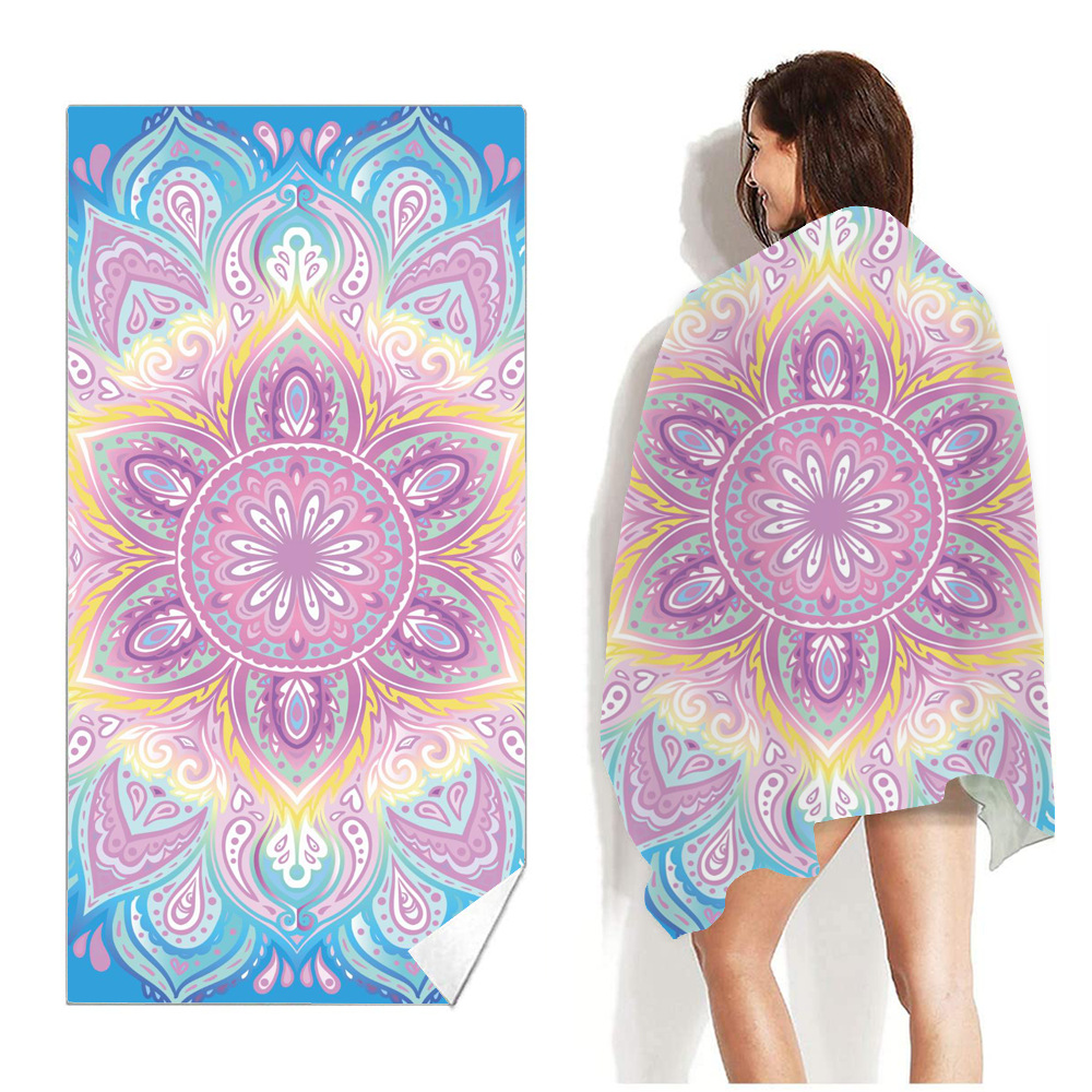Picture of New Cross-Border Amazon European and American Double-Sided Velvet Quick-Drying Bath Towel Customizable Printed Towel Beach Swimming Beach Towel